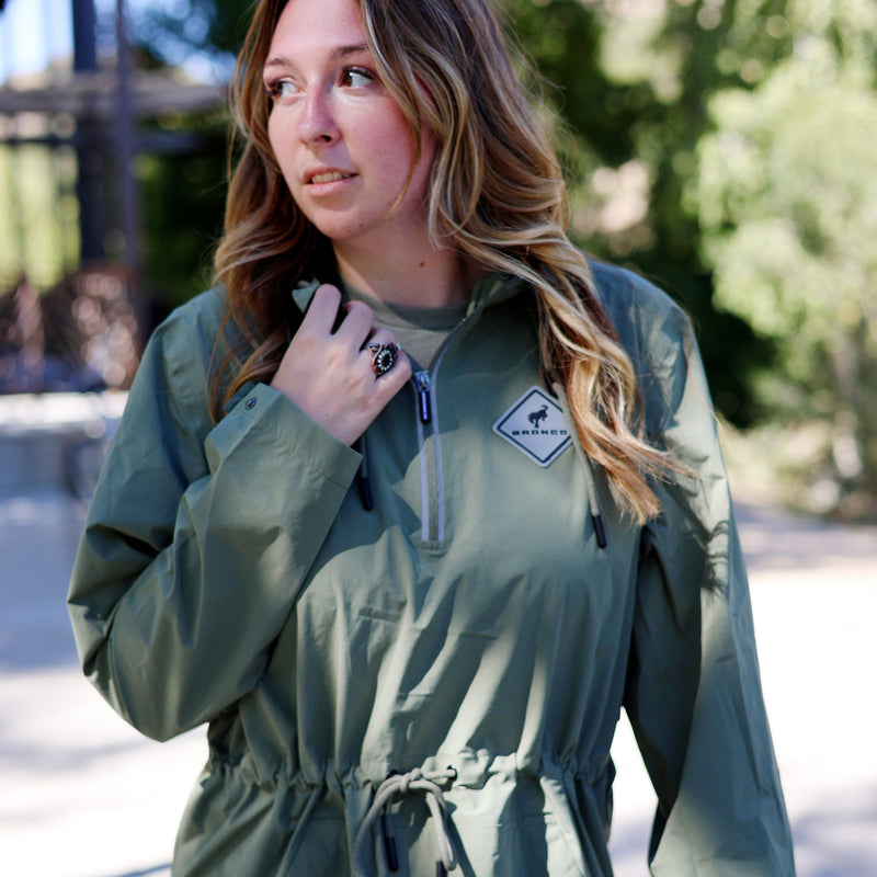 Ford Bronco Women's Weatherproof Half-Zip Anorak Jacket - Front View Lifestyle