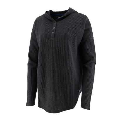Built Ford Tough Womens Long Sleeve Thermal Henley Shirt with Hood
