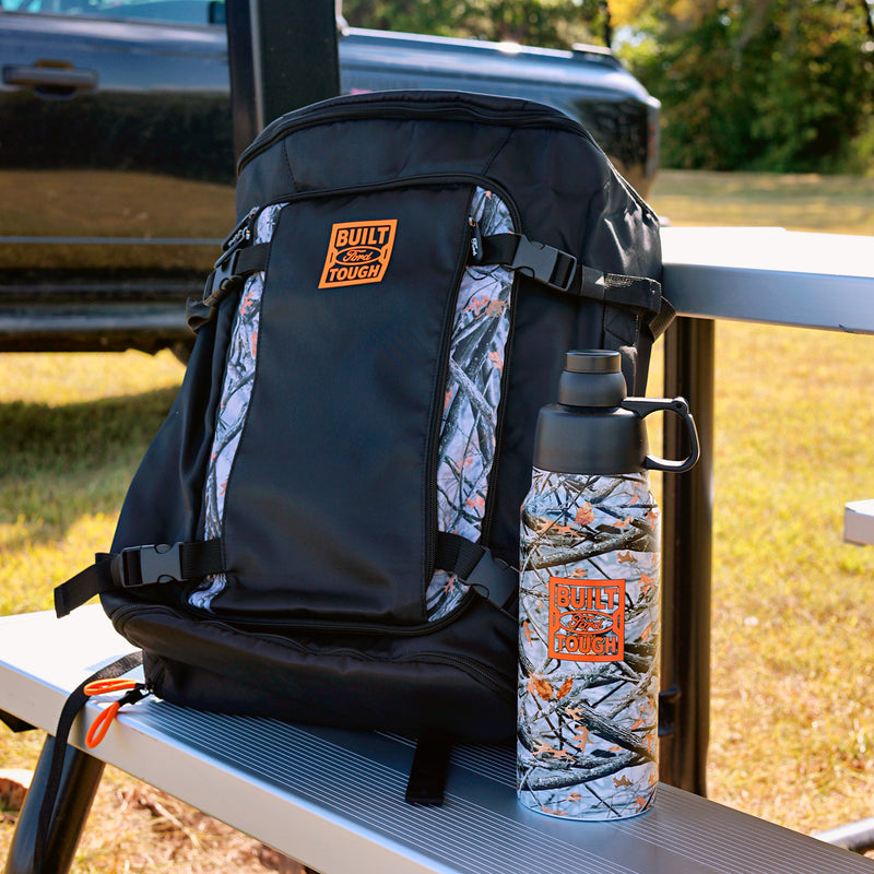 Ford Built Ford Tough Backpack and Ford Trucks Built Ford Tough Camo Drinkware