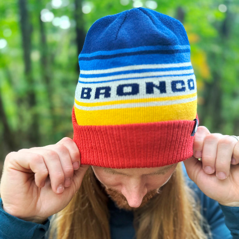 Ford Bronco Horizon Stripe Adult Knit Hat - Front Lifestyle View