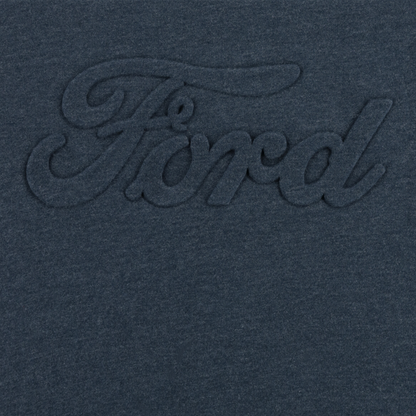 Ford Mens Embossed Script Navy Blue Fleece Hoodie