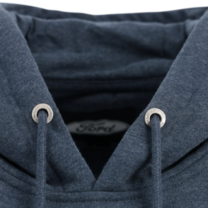 Ford Mens Embossed Script Navy Blue Fleece Hoodie