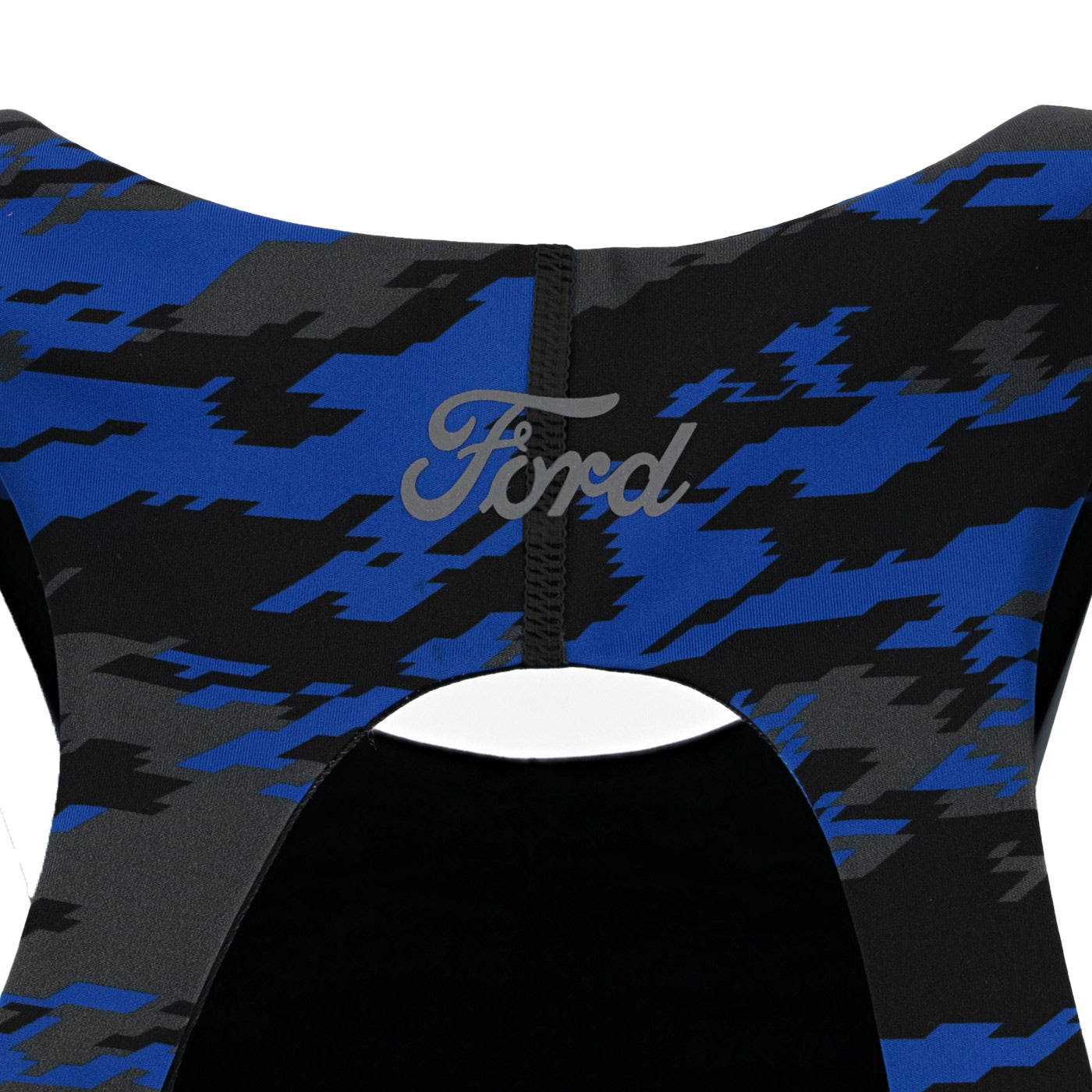 Ford Womens Blue Camouflage Racerback Sports Bra