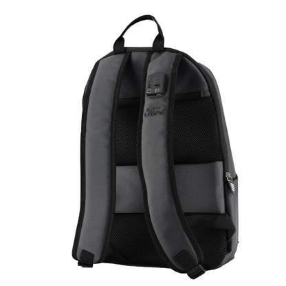 Black and gray backpack with visible brand logo on a white background