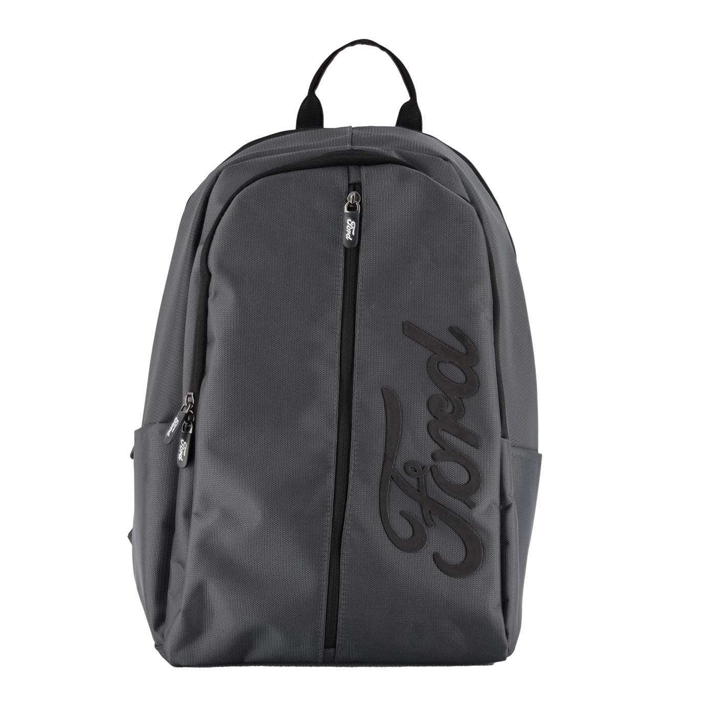 Gray backpack with 'Ford' branding on a white background