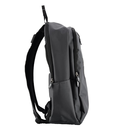 Black backpack on a white background