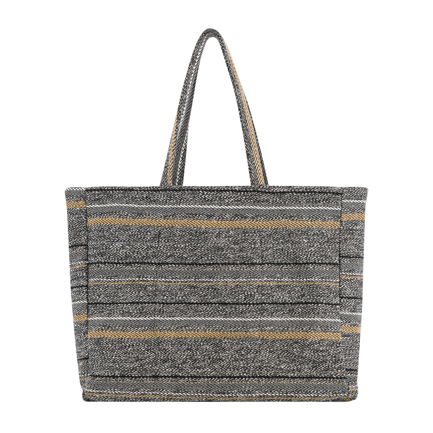 Gray striped tote bag on a white background