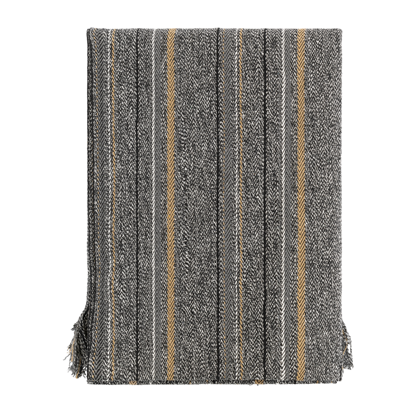 Textured throw blanket with striped pattern on a white background