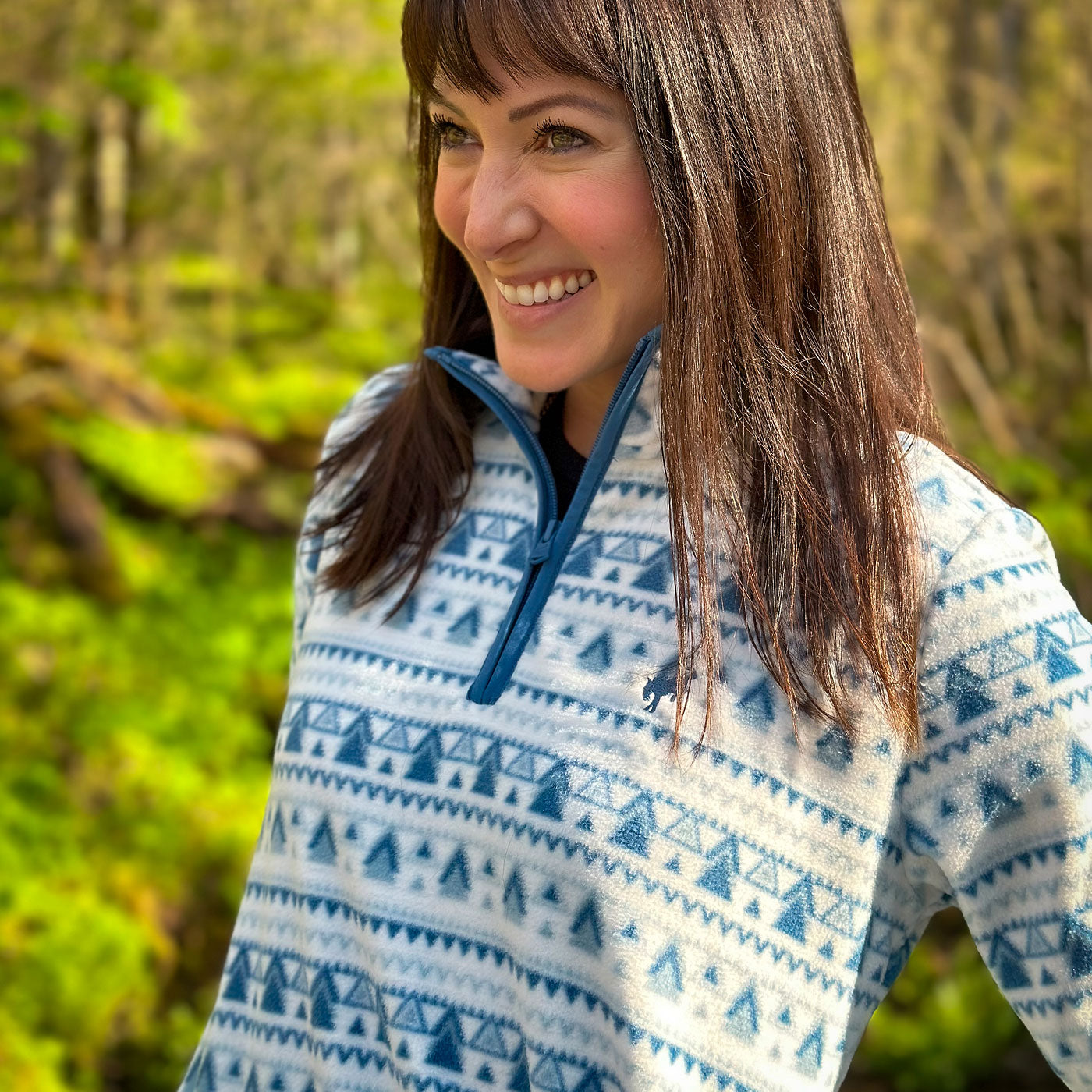 Ford Bronco Womens Aztec Print Fleece Pullover Quarter Zip