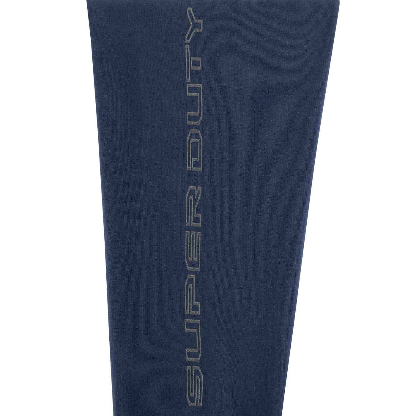 Navy blue legging with 'Super Duty' branding on a white background