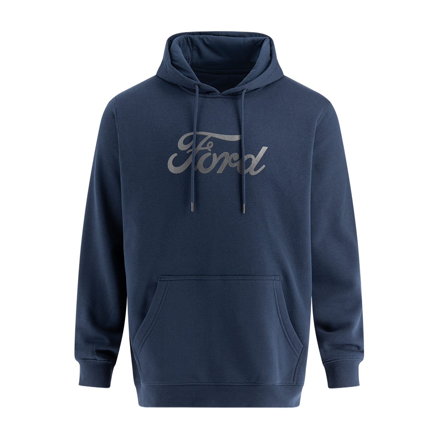 Navy blue hoodie with 'Ford' logo on a white background
