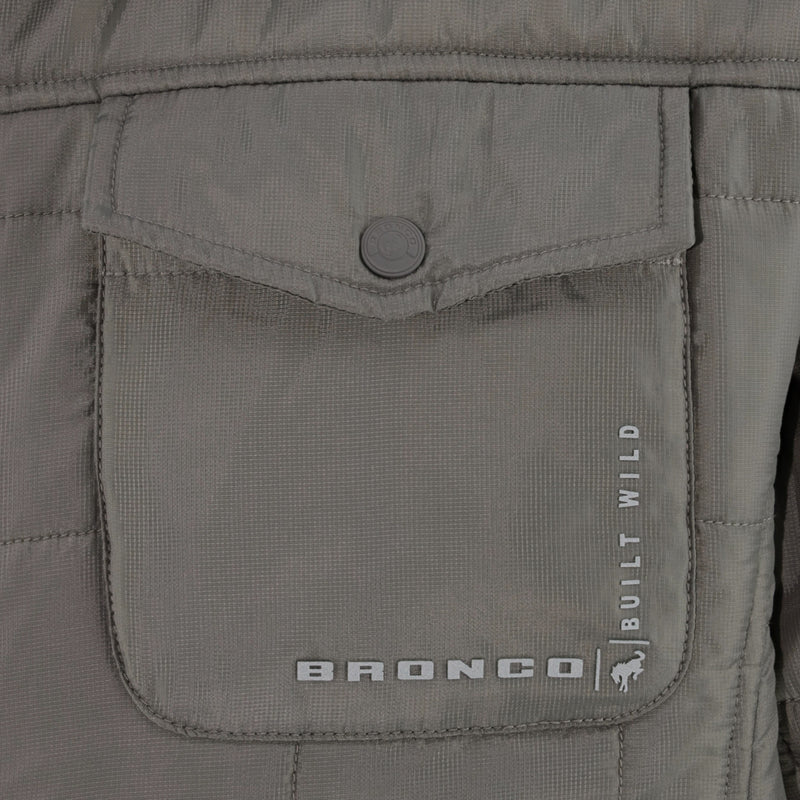 Ford Bronco Men's Box Quilted Shirt Jacket - Close Up