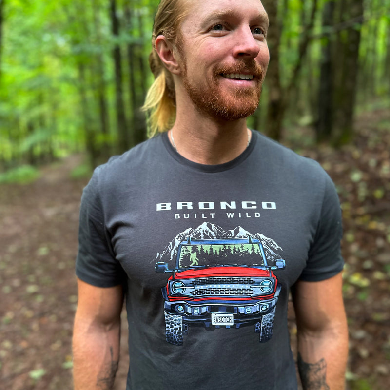 Ford Bronco Men's Built Wild Mountain Truck T-Shirt