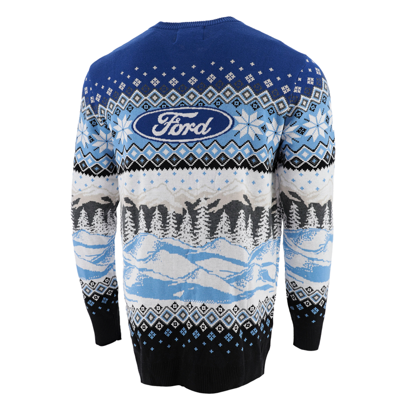 Ford Logo Dashing Through the Snow Holiday Sweater - Back View
