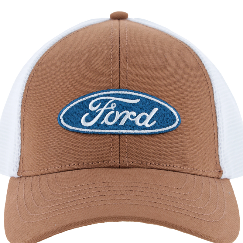 Ford Logo Men's Oval Trucker Snapback Hat - Close Up