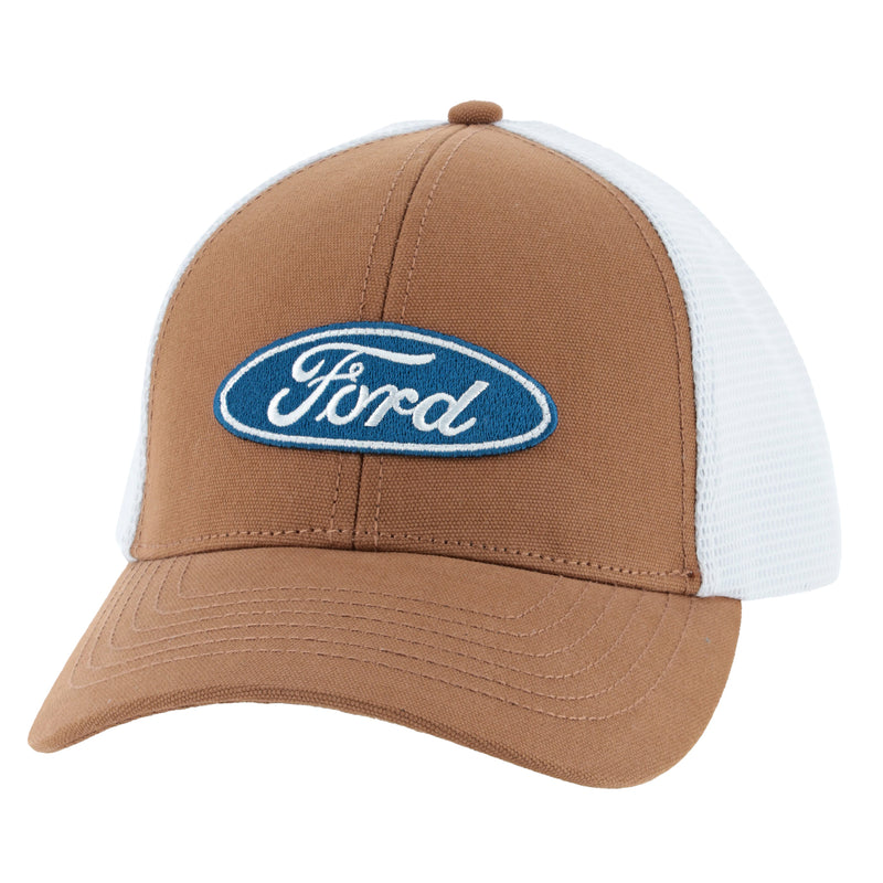 Ford Logo Men's Oval Trucker Snapback Hat - Front View