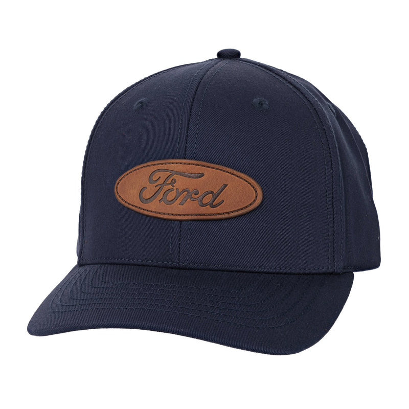 Ford Logo Men's Oval Leather Patch Slideback Hat - Front View