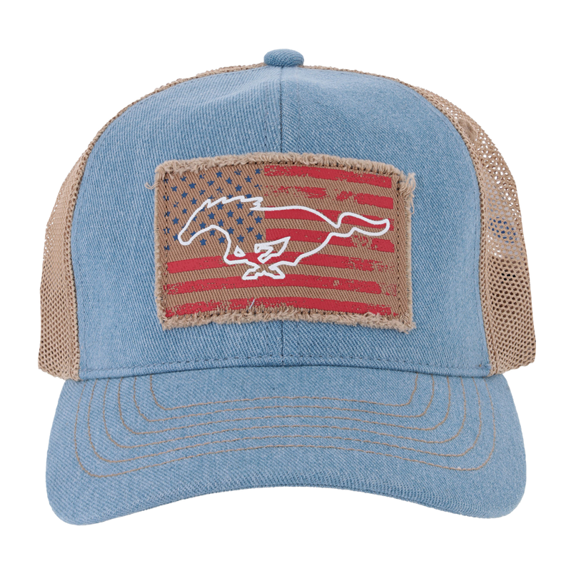 Ford Mustang Patriotic Pony Snapback Hat - Close Up