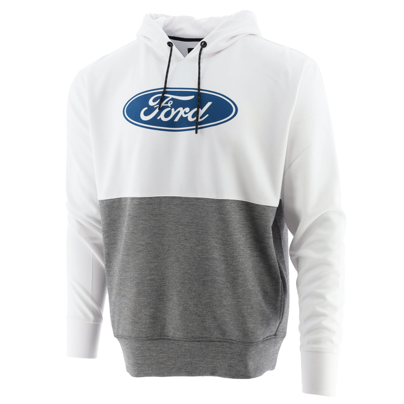 Ford Logo Mens Gray & White Color Block Hoodie