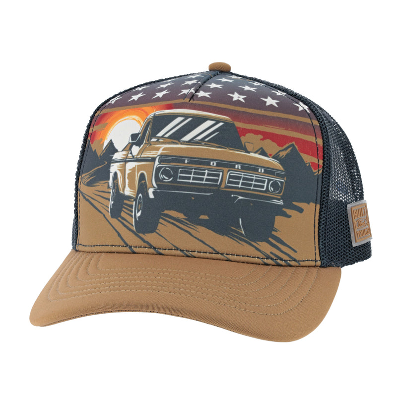 Ford Trucks Vintage Patriot Snapback Hat - Front View