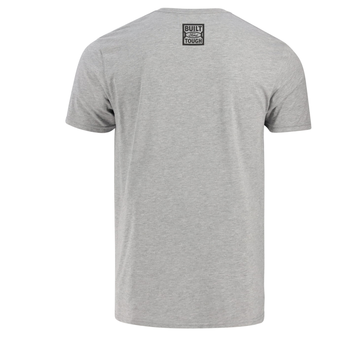 back of a gray t-shirt with a built Ford tough logo