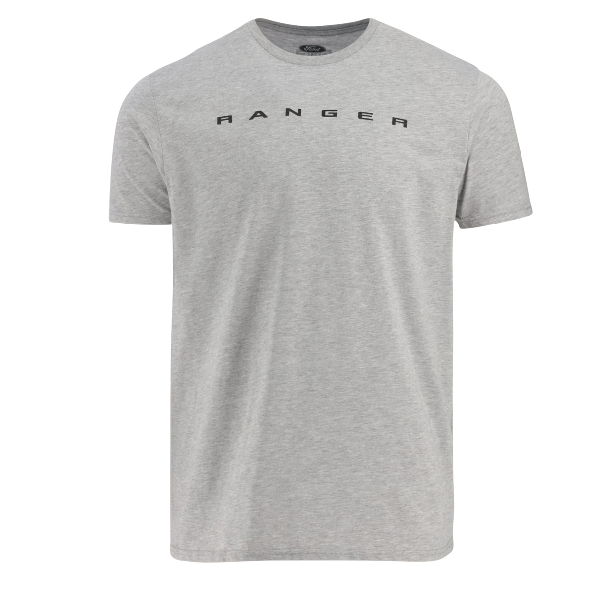 A gray Ford Trucks Ranger men's oil wash short sleeve t-shirt with a crewneck collar and the brand name on the front.