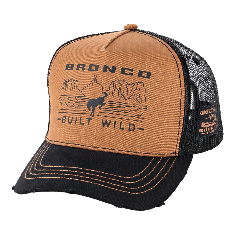 Ford Bronco Built Wild Distressed Canvas Trucker Hat