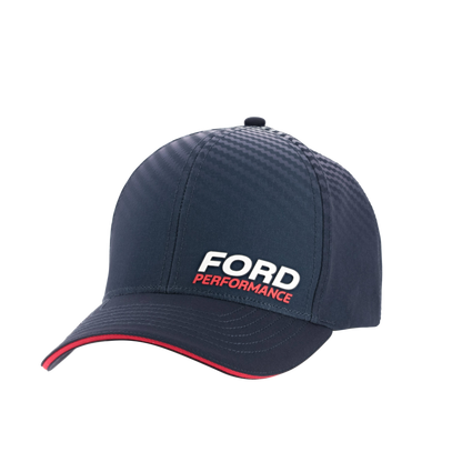 A navy blue baseball cap with 'FORD PERFORMANCE' printed in white on the front.