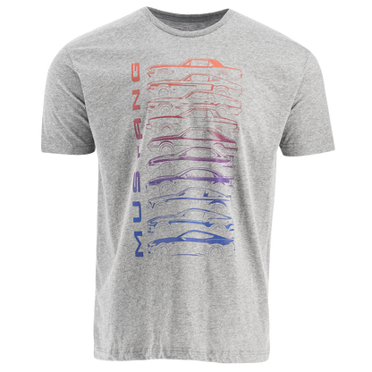 Ford Mustang Evolution Mens Ombre Graphic T-Shirt