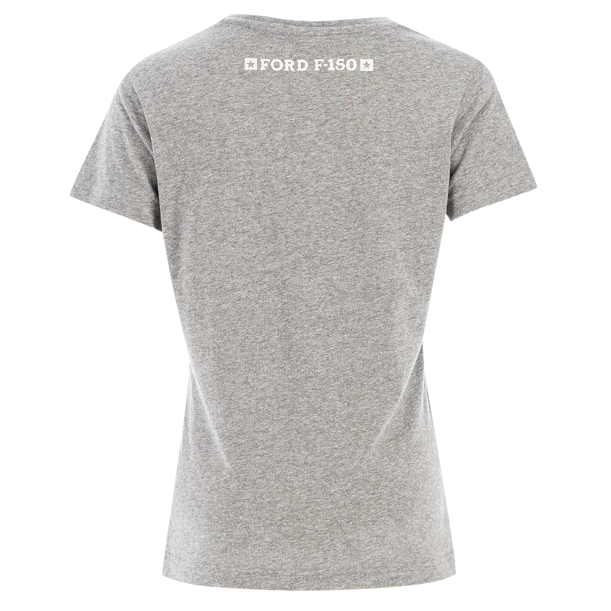 back of gray t-shirt with white Ford F-150 text