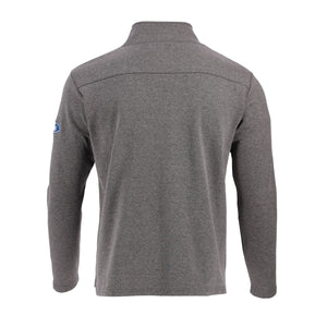 back of a grey Ford oval quarter zip sweatshirt