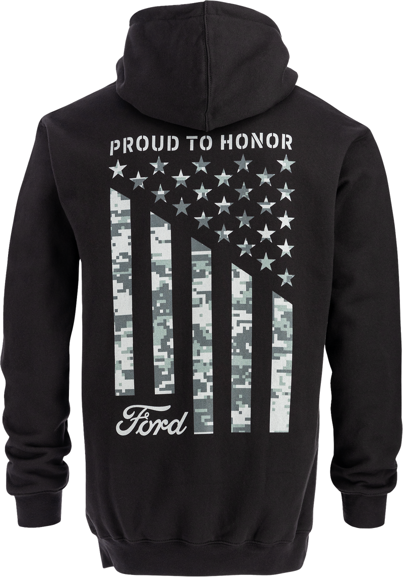 Ford Proud To Honor Men's Camo Flag Hooded Pullover Fleece
