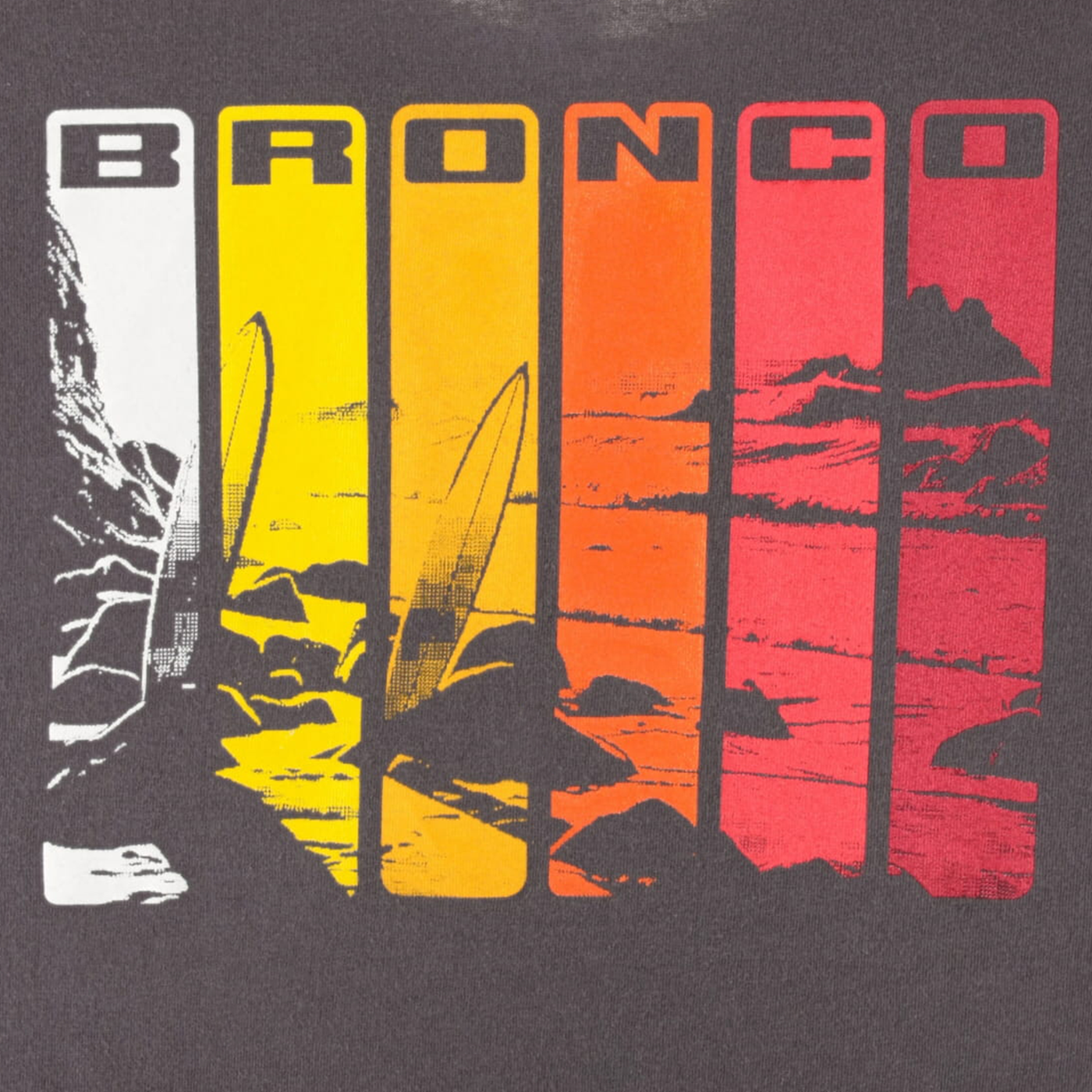 Ford Bronco Free Wheeling Striped Surfing Graphic T-Shirt