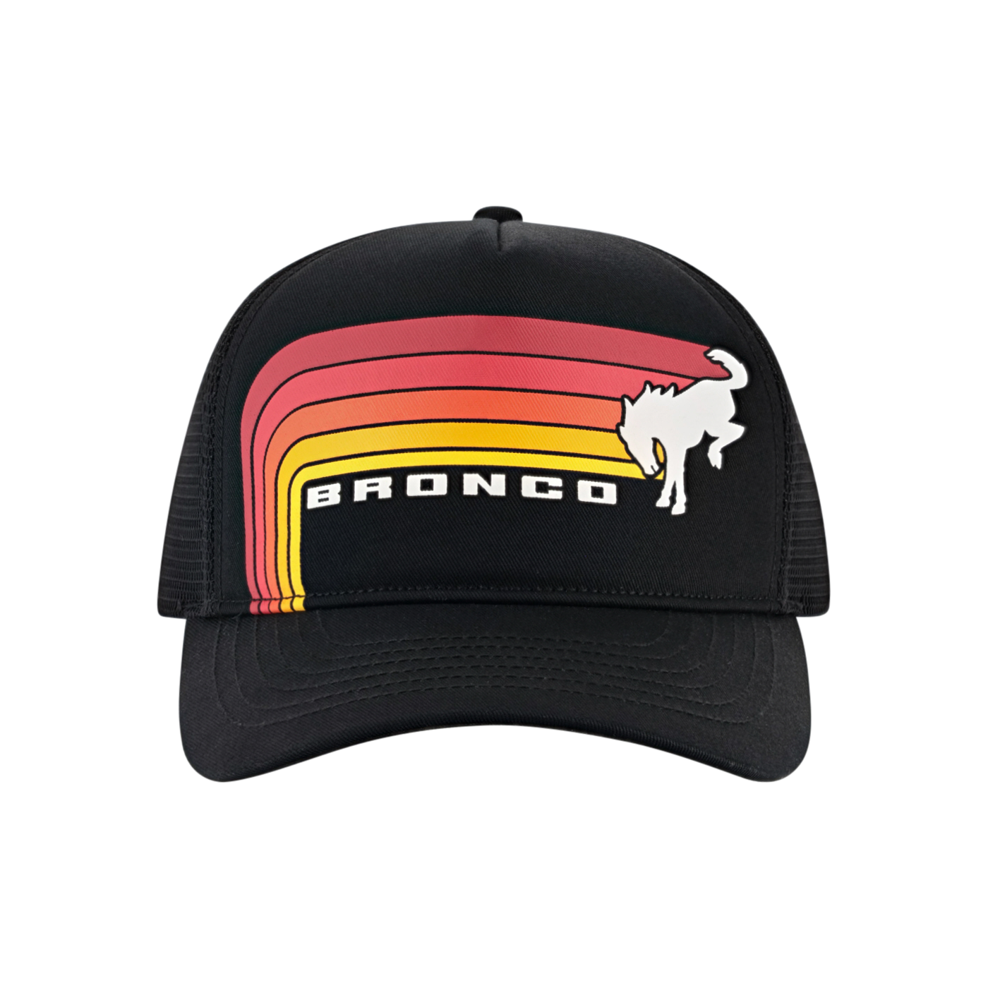 front of retro bronco freewheeling hat will orange retro  stripes