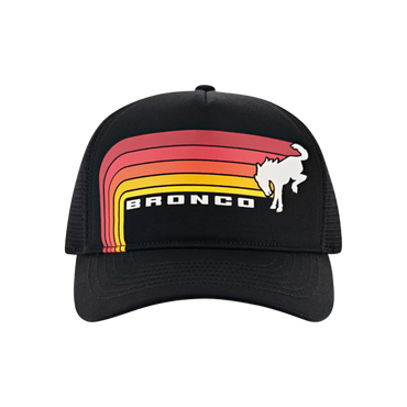 front of retro bronco freewheeling hat will orange retro  stripes