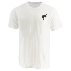 white t-shirt with a black Bronco chest graphic