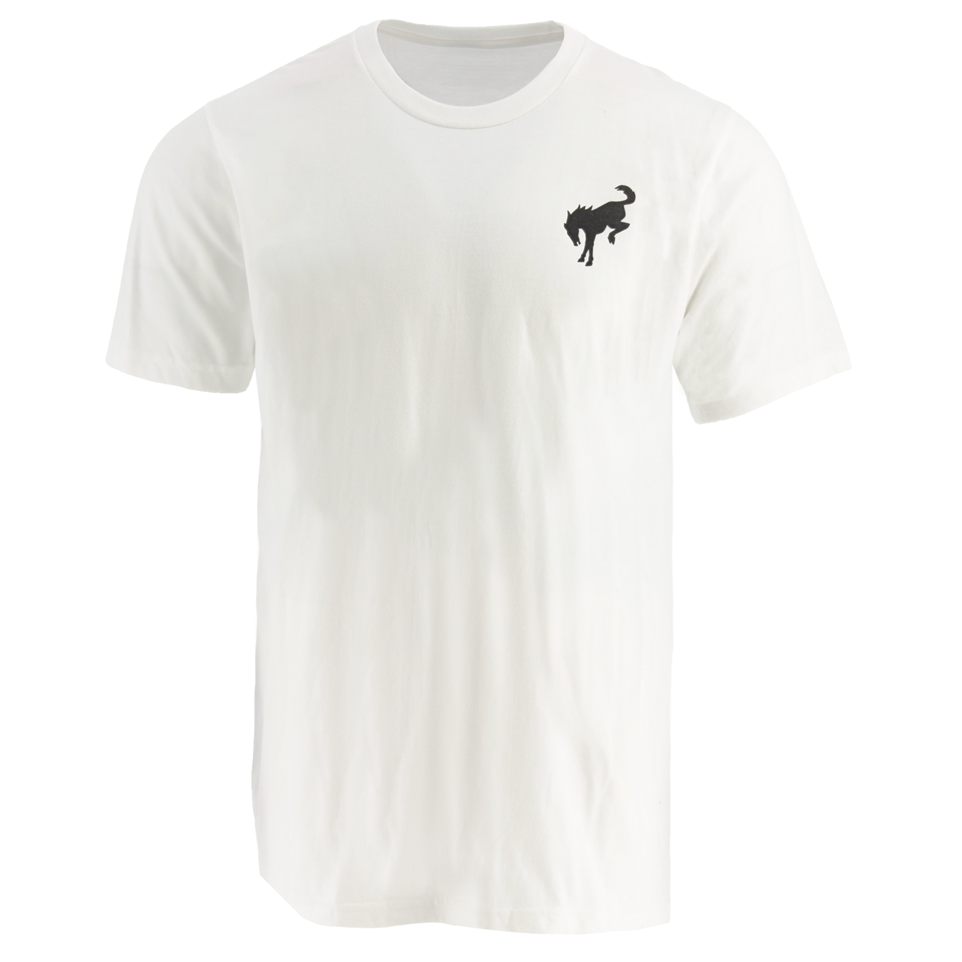 white t-shirt with a black Bronco chest graphic