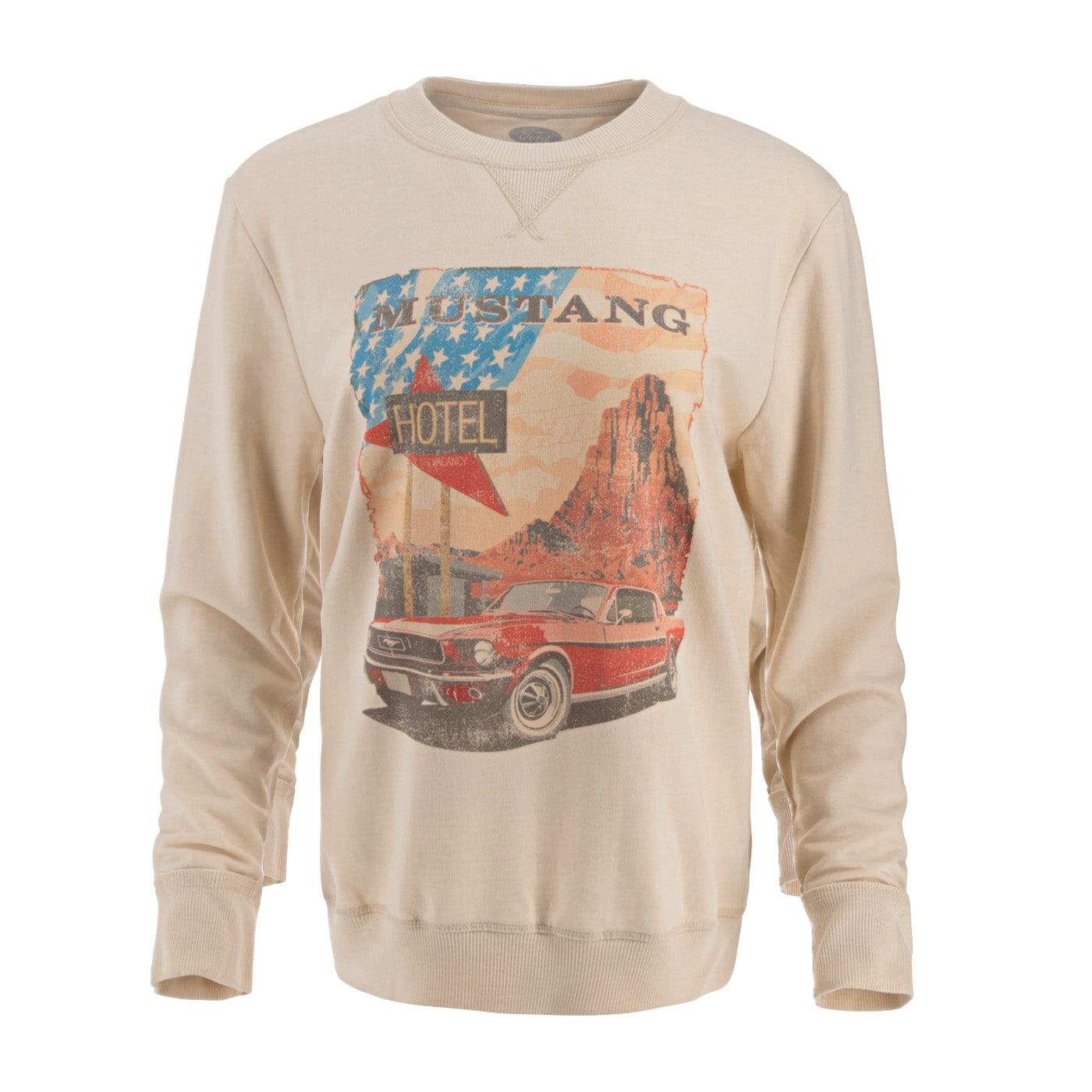Ford Mustang Womens Vintage Graphic Relaxed Crewneck Sweatshirt