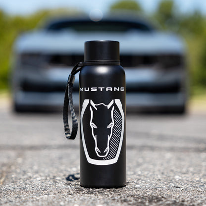 Ford Mustang Dark Horse 17oz Black Stainless Steel Water Bottle