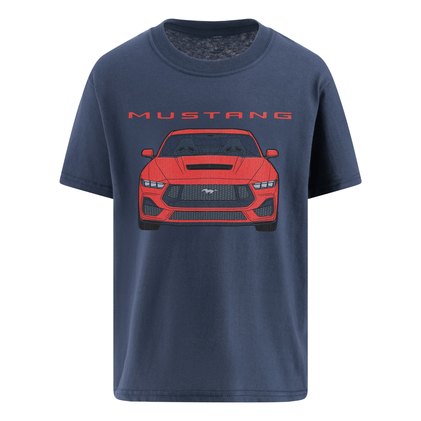 Ford Mustang Red Graphic Navy Blue Youth Short Sleeve T-Shirt