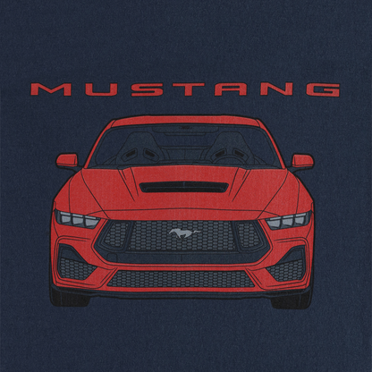Ford Mustang Red Graphic Navy Blue Youth Short Sleeve T-Shirt