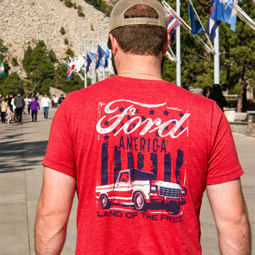 Ford America Land of the Free Mens Red Short Sleeve T-Shirt