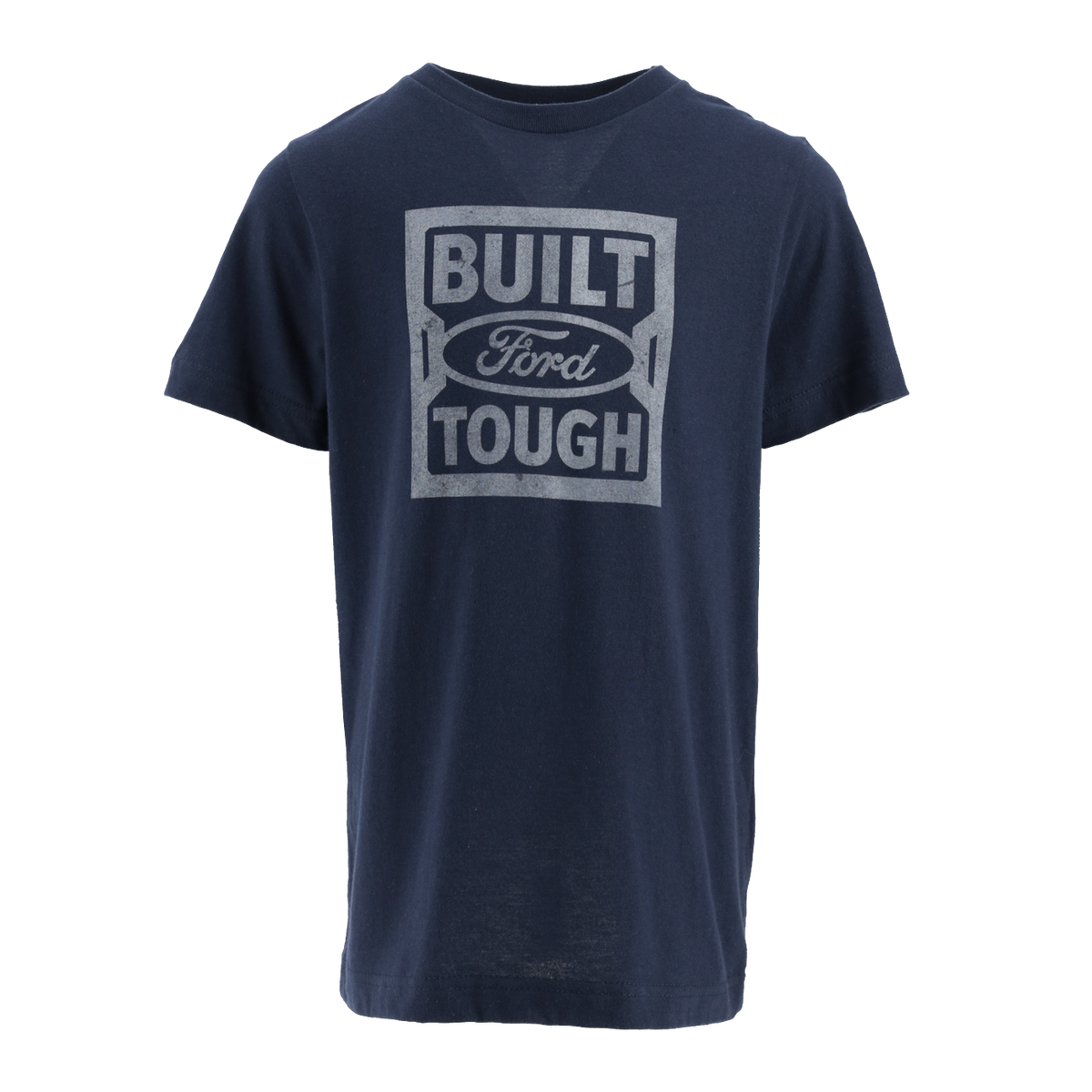 A navy blue Ford Trucks Youth Built Ford Tough T-Shirt with white text on the front.