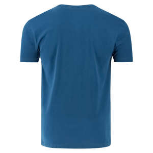 back of a blue t-shirt