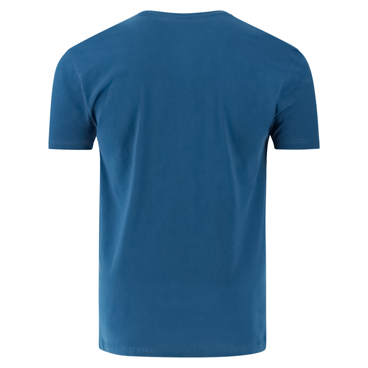 back of a blue t-shirt