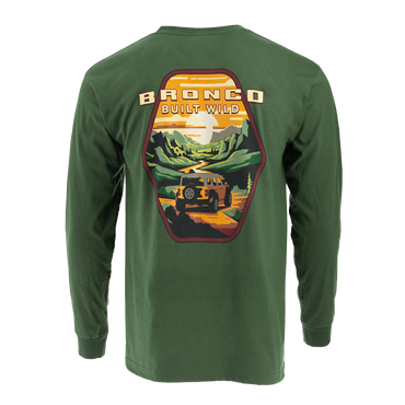 Ford Bronco Built Wild Badge Green Mens Long Sleeve T Shirt