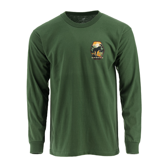 Ford Bronco Built Wild Badge Green Mens Long Sleeve Shirt