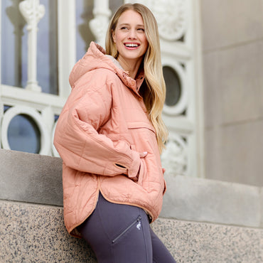 Ford Bronco Womens Pink High Low Quilted Puffer Jacket