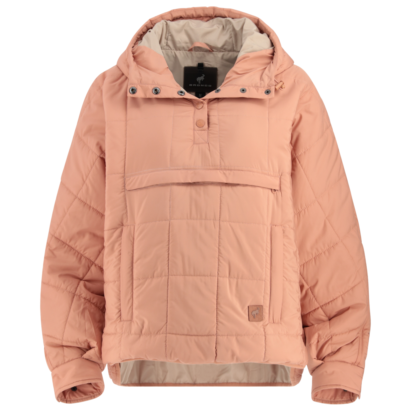 Ford Bronco Womens Pink High Low Quilted Puffer Jacket