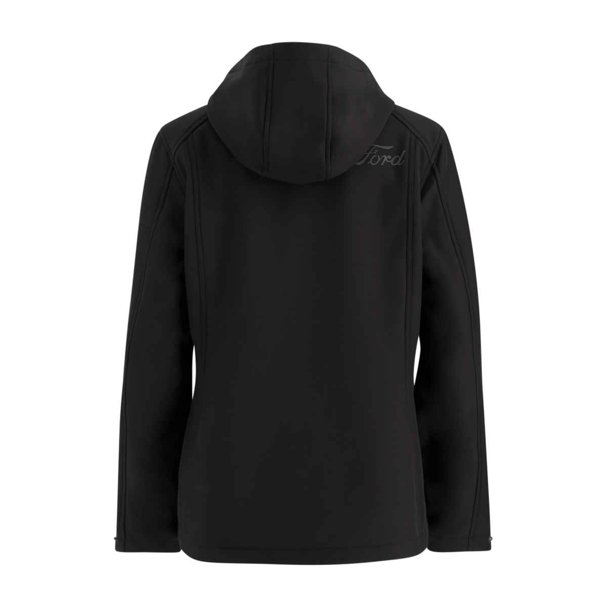 Black jacket with a hood on a white background